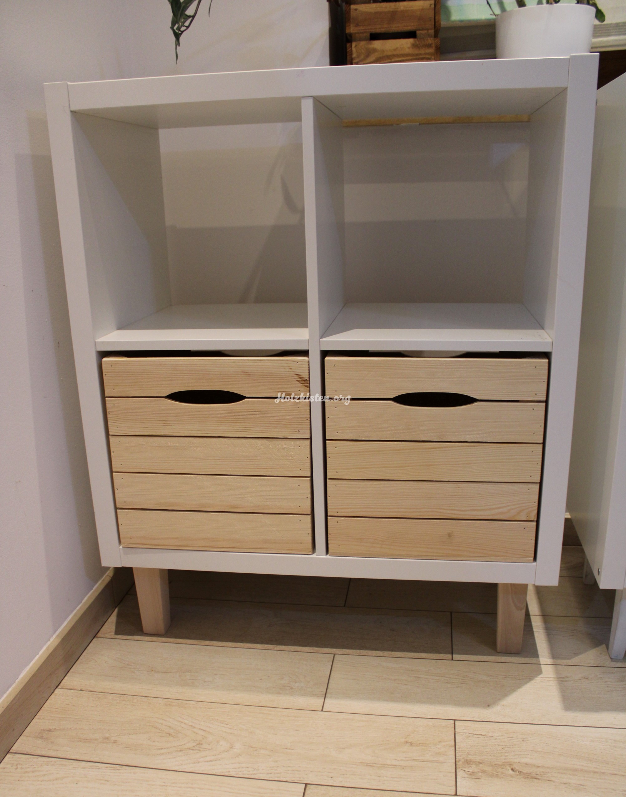 Holzkisten Natur 2 Stk. passend für Ikea Kallax Regal